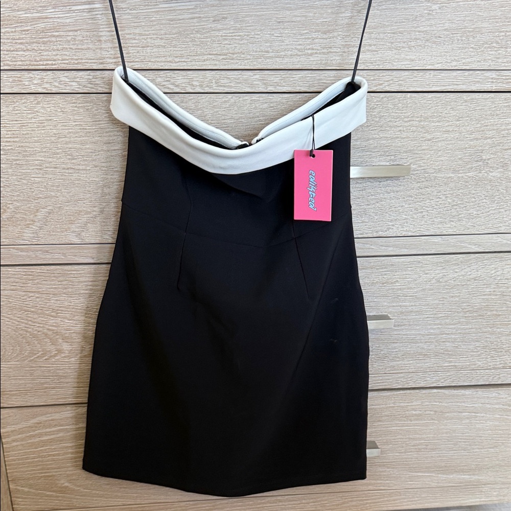 Black and White Strapless Dress-S